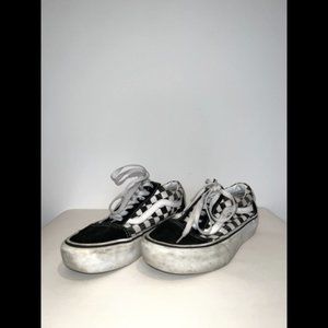 Classic Platform Black and White Checkered Vans